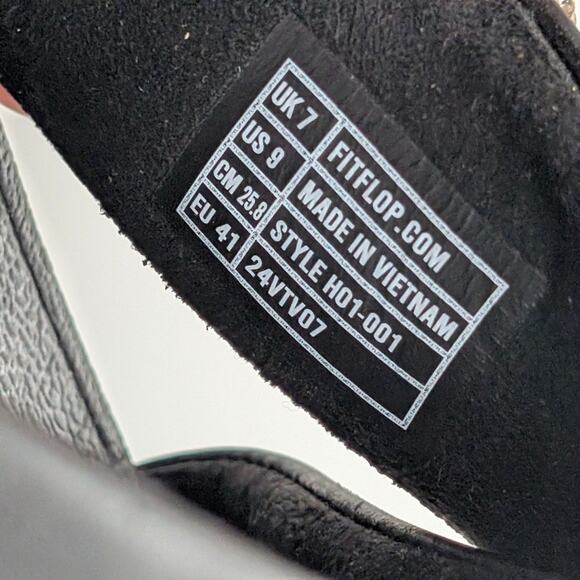 FitFlop LULU Crystal Buckle Leather Cross Slides Sandals Black Size US9 EU41 - Picture 7 of 15